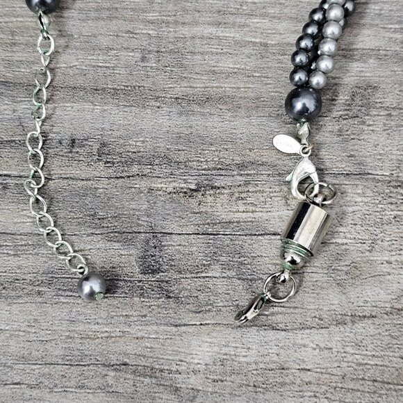 RMN Roman Co Vintage Multi Strand Twist Gray And Silver Beaded Chunky Necklace - Picture 6 of 7